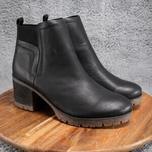 KORKS Elsie Black Faux Leather Booties Block Heel Women’s Size 9.5 MSRP $150